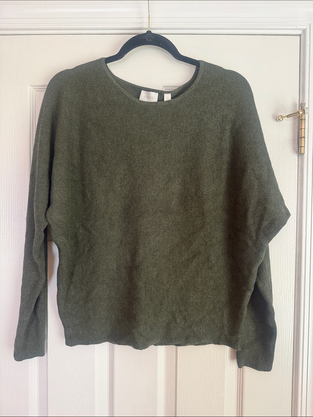 Cyrus Classic Olive Crewneck Dolman Sleeve Sweater - Women's